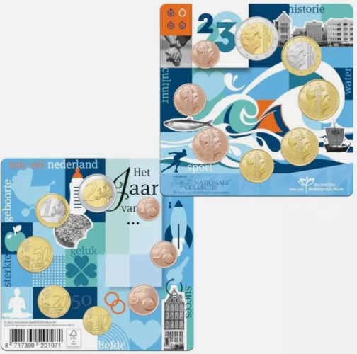 Série Euros Pays-Bas 2023 Plaquette 8 pièces 1 centimes à 2 Euros