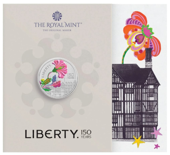 Coincard 5 Pounds BU 2025 Royaume Uni 150 Years Liberty COLORED