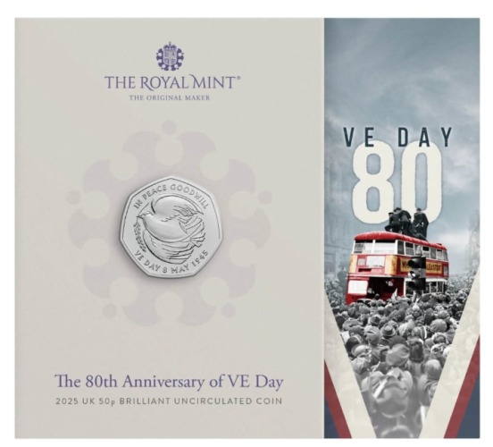Coincard 0,5 Pound BU 2025 Royaume Uni 80 Years VE DAY