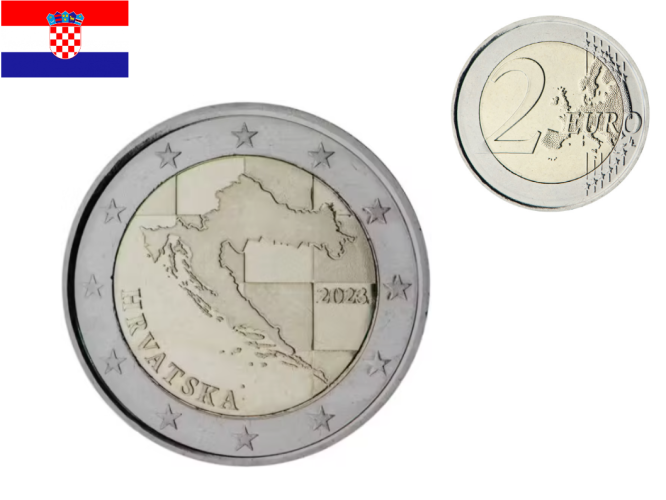 2€ Euros Nationale Carte Croatie 2023 Neuve de Banque !