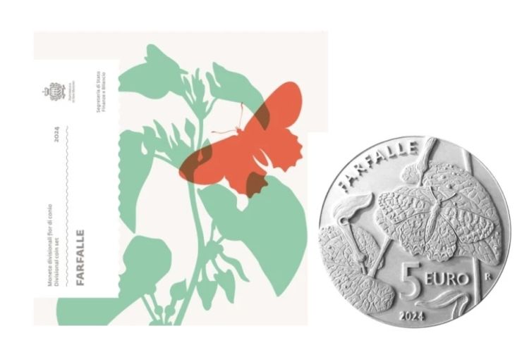 Serie BU Euros Saint Marin 2024 - 9 pièces avec 5€ Argent Papillon