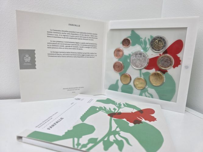 Serie BU Euros Saint Marin 2024 - 9 pièces avec 5€ Argent Papillon