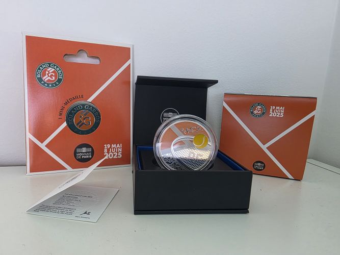 Coffret 10€ Euros Argent BE Proof 999/1000 Roland Garros 2025 + Médaille