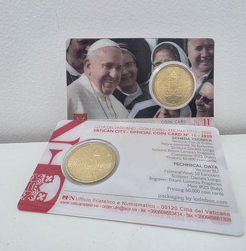 Coincard 0,5€ Euros Vatican 2020 Papa Francesco