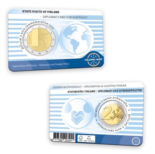 Coincard 2€ Euros Commémorative Finlande 2025 Diplomatie Version ENG