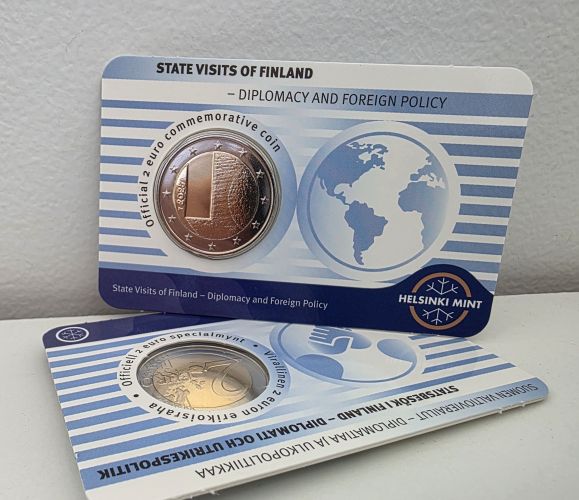 Coincard 2€ Euros Commémorative Finlande 2025 Diplomatie Version ENG