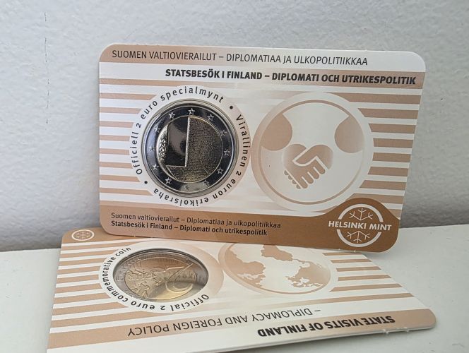 Coincard 2€ Euros Commémorative Finlande 2025 Diplomatie Version SWE