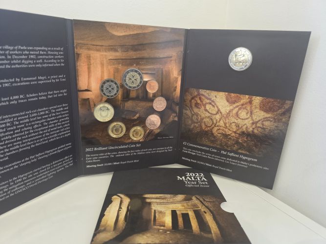 Coffret Serie Euros Malte 2022 - 1 Centime a 2€ + Commemorative Temple