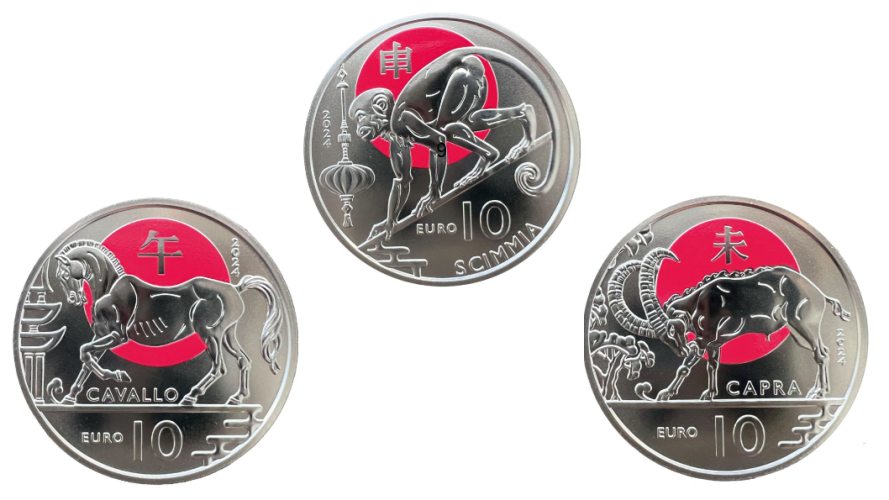 Lot 3 x 10€ Saint Marin 2024 Zodiac - Chèvre - Cheval - Singe