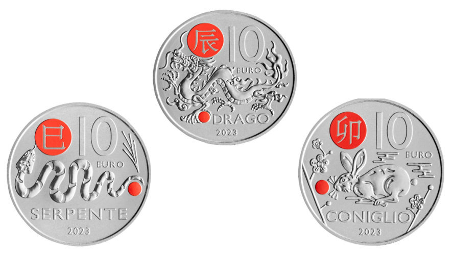 Lot 3 x 10€ Saint Marin 2023 Zodiac - Lapin - Dragon - Serpent