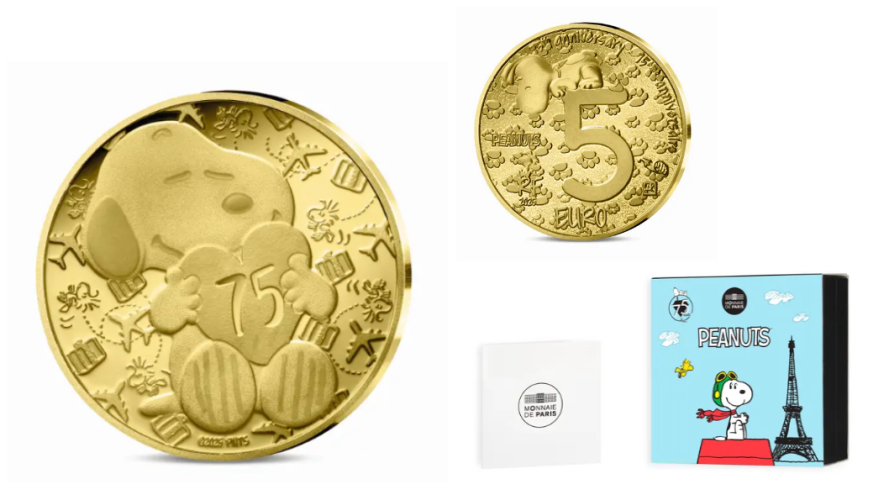 Coffret 5€ Euros Or Gold 999/1000 Snoopy Peanuts 2025 1/2 g