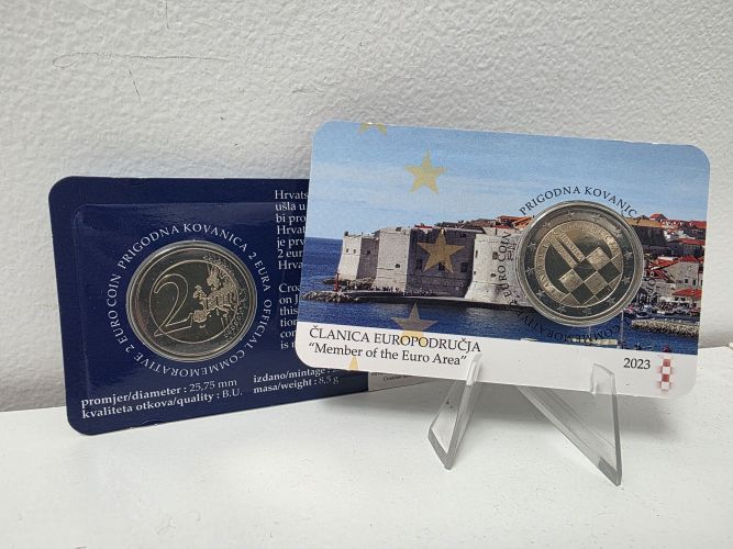 Coincard BU 2€ Euros commémorative Croatie 2023 "Adhésion Zone Euro"