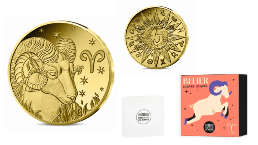 Coffret 5€ Euros France 2026 Or 999/1000 Astro : Bélier