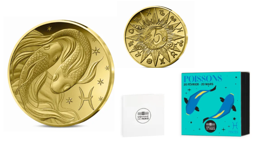 Coffret 5€ Euros France 2026 Or 999/1000 Astro : Poissons