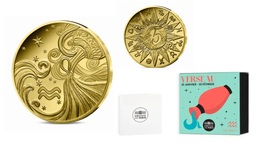 Coffret 5€ Euros France 2026 Or 999/1000 Astro : Verseau