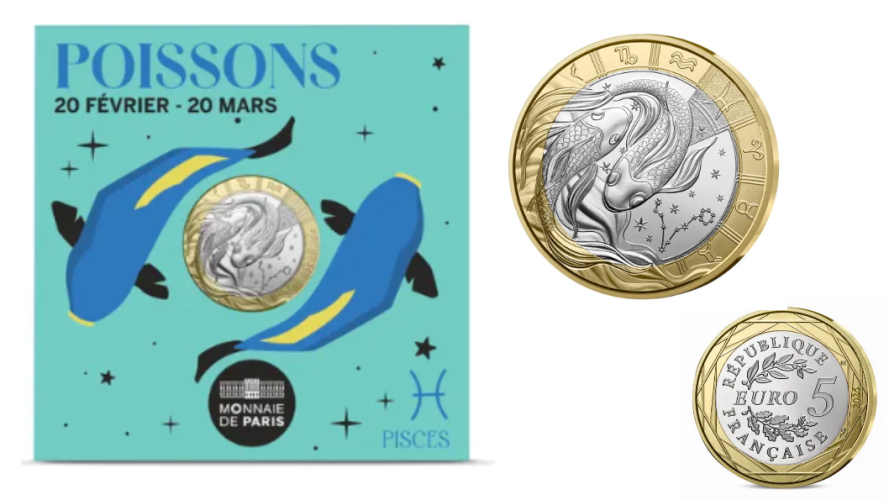 Coincard 5€ Euros UNC France 2026 Signe Astroo Zodiac Poissons