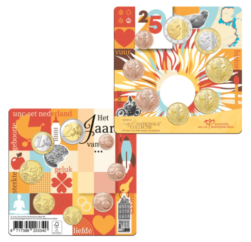 Serie Plaquette Euros Pays-Bas 2025 - 8 pièces - 1 Centime à 2€