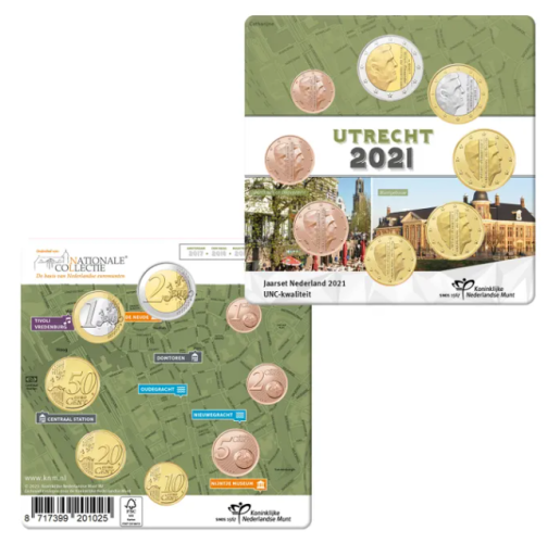 Serie Plaquette Euros Pays-Bas 2021 - 8 pièces 1 centime à 2€