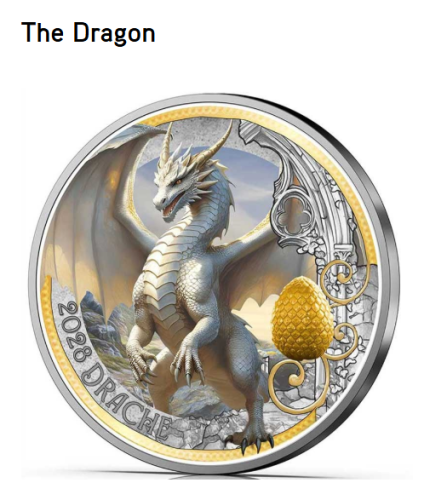 3€ Euros Commemorative Autriche 2028 Mythical Creature ''Dragon''