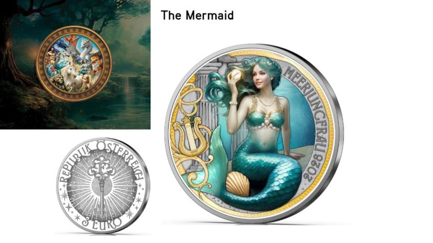 3€ Euros Commemorative Autriche 2028 Mythical Creature ''Mermaid''