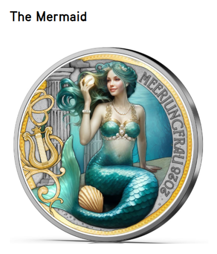 3€ Euros Commemorative Autriche 2028 Mythical Creature ''Mermaid''