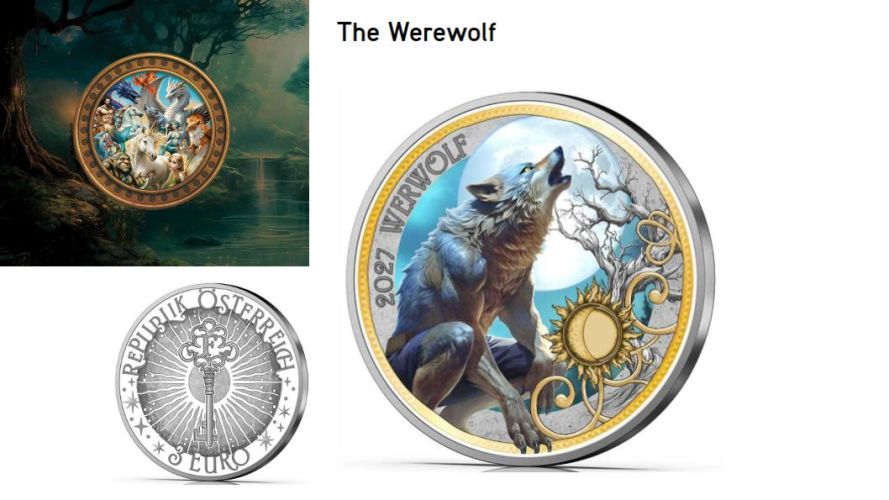 3€ Euros Commemorative Autriche 2027 Mythical Creature ''Werewolf''