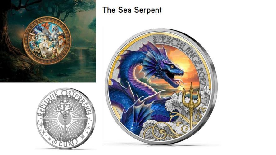 3€ Euros Commemorative Autriche 2027 Mythical Creature ''Sea Serpent''