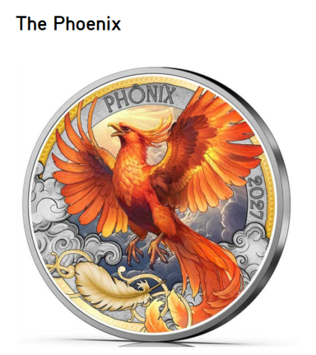 3€ Euros Commemorative Autriche 2027 Mythical Creature ''Phoenix''