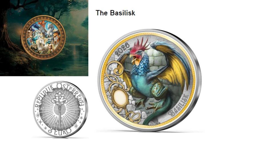3€ Euros Commemorative Autriche 2026 Mythical Creature ''Basilisk''