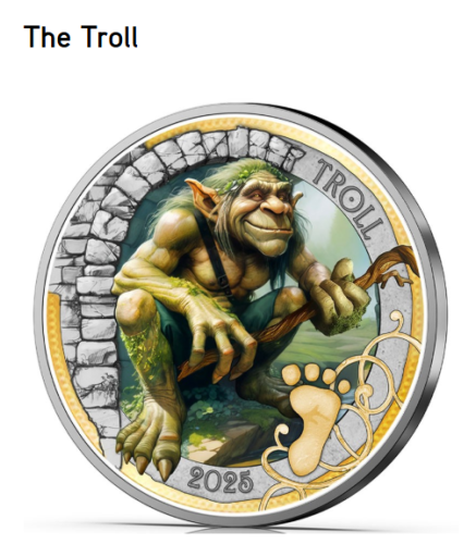 3€ Euros Commemorative Autriche 2025 Mythical Creature ''Troll''