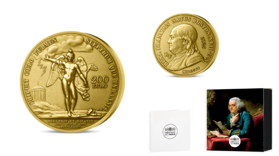 Coffret 200€ Euros Or Gold 999/1000 France 2025 Benjamin Franklin