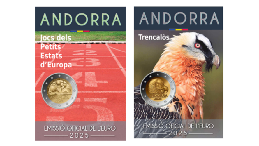 PREVENTE Lot 2 x 2€ Euros Commémorative Andorre 2025 - Petits Etats + Gypaète
