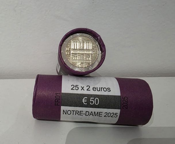 Rouleau 25 x 2€ Euros Commémorative France 2025 ''Notre Dame de Paris'' UNC