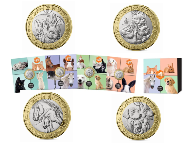 Coffret 4 x Cartelette 5€ Euros France 2025 Animaux SPA + Boite de Rangement