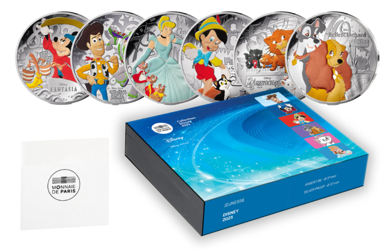 Lot 6 x 10€ Argent 999/1000 France 2025 Disney + Boite Collector