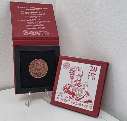 Coffret 20€ Euros Cuivre Commémorative Vatican Saint Peter and the Rooster 2024