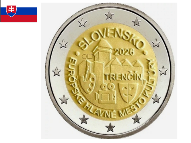 2€ Euros Commémorative Slovaquie 2026 Trencin Capitale Culture