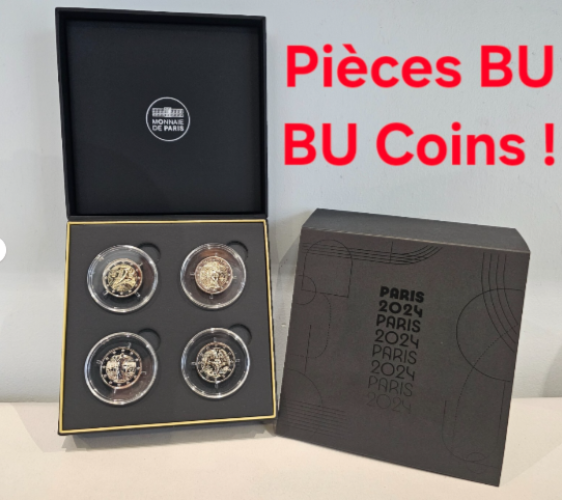 Coffret + 4 x 2 Euros Commemorative BU France JO Paris 2024 !