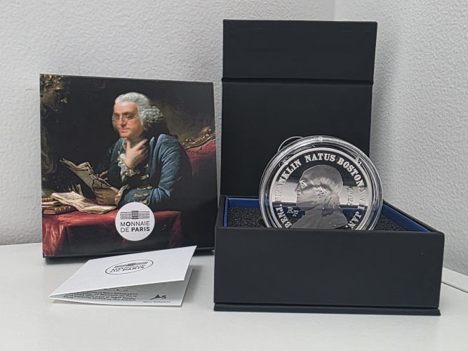 Coffret 20€ Euros France 2025 Argent 999/1000 - Benjamin Franklin - 1 Oz