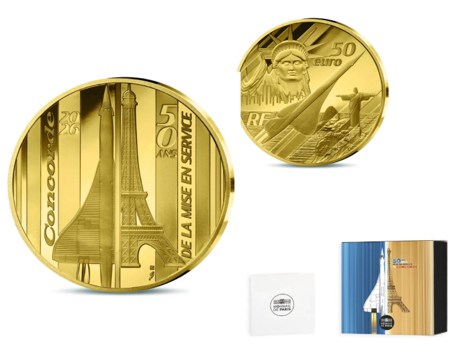 Coffret 50€ Euros Or France 2026 999/1000 - 50 Ans Concorde - 1/4 Oz