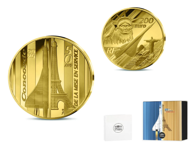 Coffret 200€ Euros Or France 2026 999/1000 - 50 Ans Concorde - 1 Oz