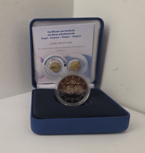 Coffret BE Proof 2€ Euros Commémorative Belgique 2026 - 100 Ans SNCB