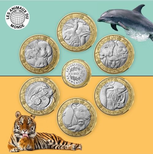 Lot 6 x 5€ Euros France 2026 Animaux du Monde