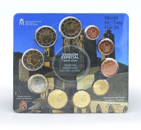 Coffret BU Euros Espagne WMF 2026 : 8 pieces + 2 x 2€ Commemoratives