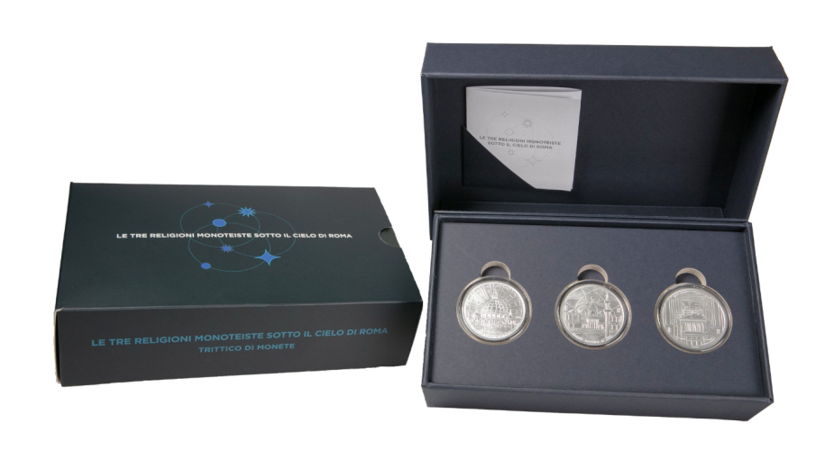 Triptique 3 x 5€ Euros Argent 925/1000 Italie 2025 - 3 Religions