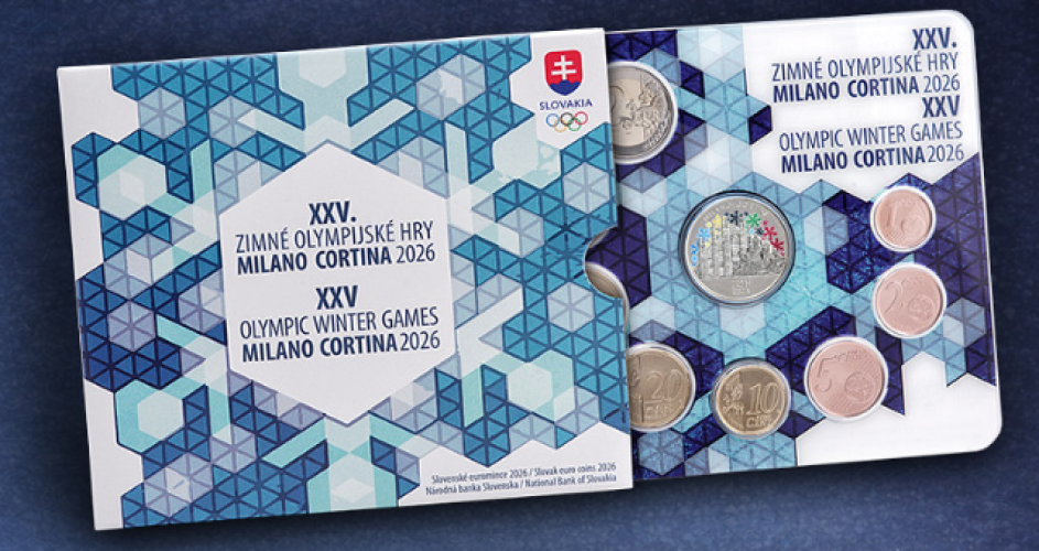 Coffret BU Euros Slovaquie 2026 - 8 pièces 1 centimes à 2€ + Médaille CORTINA