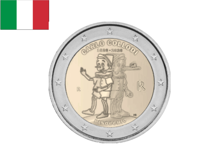 PREVENTE 2€ Euros Commémorative Italie 2026 Pinocchio UNC