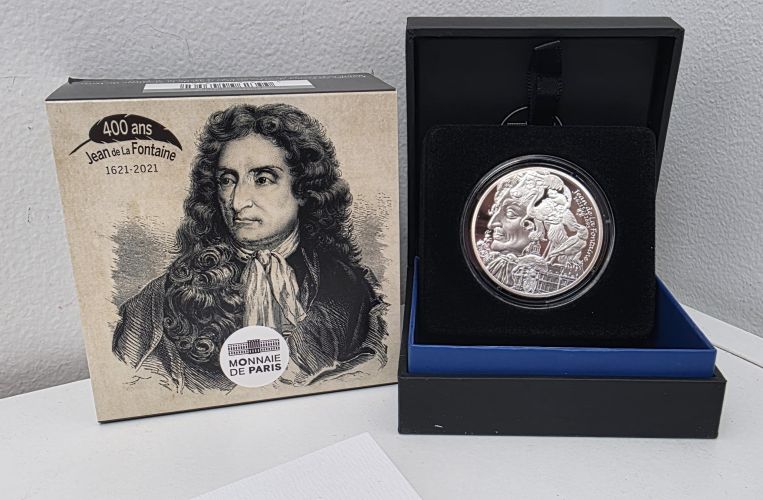Coffret 10€ Euros Argent 999/1000 Jean de la Fontaine Haut Relief 2021