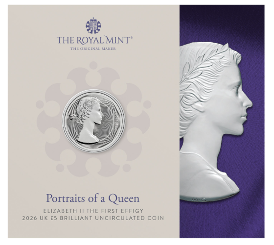 Coincard 5 Pounds BU Royaume-Uni 2026 Queen Elisabeth First Effigy