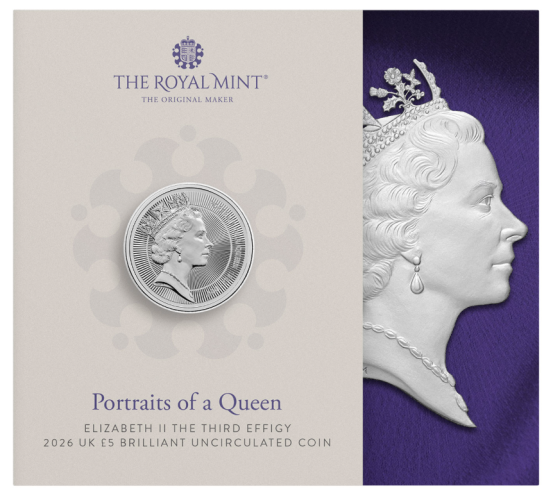 Coincard 5 Pounds BU Royaume-Uni 2026 Queen Elisabeth Third Effigy
